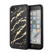 Kryt GUESS Marble pro Apple iPhone 7 / 8 / SE (2020) / SE (2022) - plastový - zlaté třptyky / černý