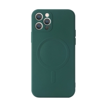 Kryt pro Apple iPhone 12 Pro - přesný vyřez fotoaparátu - MagSafe - gumový - tmavě zelený
