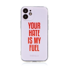Kryt BABACO pre Apple iPhone 12 mini - gumový - Your hate is my fuel - ružový