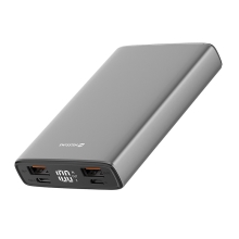 Externí baterie / power bank SWISSTEN Aluminium - USB-A + USB-C - 10000 mAh - kovová - šedá