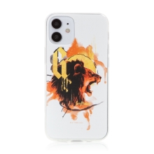 Kryt Harry Potter pro Apple iPhone 12 mini - gumový - lev Nebelvíru - bílý
