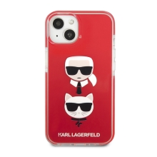 Kryt KARL LAGERFELD pro Apple iPhone 13 - Karl a Choupette - plastový / gumový - červený