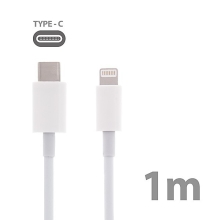 Synchronizačný a nabíjací kábel USB-C s konektorom Lightning pre Apple iPhone / iPad / iPod - biely - 1 m