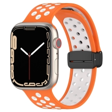 Řemínek pro Apple Watch Ultra 49mm / 45mm / 44mm / 42mm - sportovní - silikonový - oranžový / bílý