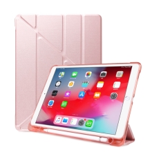 Pouzdro pro Apple iPad 10,2" (2019 - 2021) / Pro 10,5" / Air 3 - origami stojánek - gumové - růžové