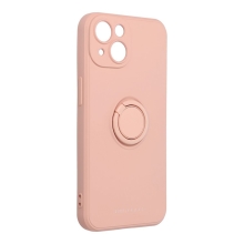 Kryt ROAR Amber pro Apple iPhone 14 - příjemný na dotek - stojánek - gumový - růžový