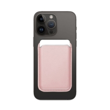 Puzdro na kreditnú kartu s MagSafe pripojením pre Apple iPhone - Umelá koža - Pieskovo ružová