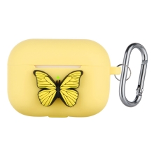 Pouzdro / obal pro Apple AirPods Pro - karabina + motýl - silikonové - žluté