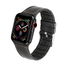 Remienok pre Apple Watch 41 mm / 40 mm / 38 mm - silikón / koža - čierny