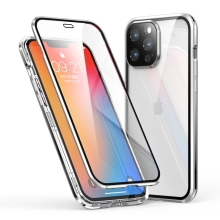 Kryt LUPHIE pro Apple iPhone 13 Pro - 360° ochrana - kovový / skleněný - stříbrný