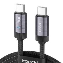 Kabel USB-C / USB-C pro Apple iPhone / iPad / MacBook - tkanička - černý - 240W - 2m - kovově šedé kocovky