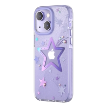Kryt KINGXBAR Heart pro Apple iPhone 14 - plastový / gumový - hvězda - fialový