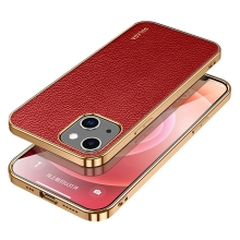 Kryt SULADA pre Apple iPhone 13 mini - umelá koža / pokovované okraje - červený