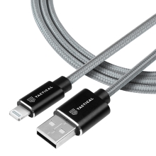 Synchronizační a nabíjecí kabel TACTICAL - MFi Lightning pro Apple zařízení - tkanička - šedý - 1m