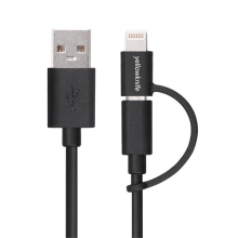 2v1 synchronizační a nabíjecí kabel YELLOWKNIFE - MFi certifikovaný Lightning + Micro USB - černý - 1m