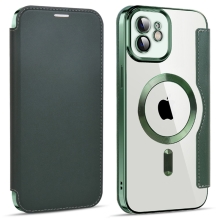 Puzdro pre Apple iPhone 11 - Podpora MagSafe - plast / umelá koža - tmavozelené