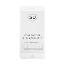 Tvrzené sklo (Tempered Glass) "5D" pro Apple iPhone 6 Plus / 6S Plus - 2,5D - bílý rámeček - čiré - 0,3mm