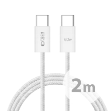 Kabel USB-C / USB-C TECH-PROTECT pro Apple iPhone / iPad / MacBook - tkanička - bílý - 2m