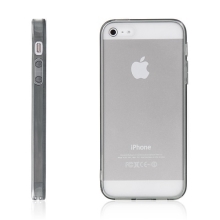 Ochranný plasto-gumový kryt s antiprachovou záslepkou pro Apple iPhone 5 / 5S / SE - průhledný s šedým rámečkem
