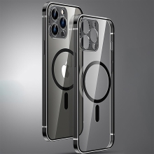 Kryt pro Apple iPhone 14 Pro - podpora MagSafe - pokovený - plastový / gumový - černý