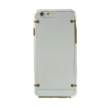 Plasto-gumový kryt pro Apple iPhone 6 / 6S - průhledný + hnědý rámeček