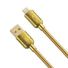 Synchronizačný a nabíjací kábel XO - Lightning pre Apple iPhone / iPad - Kovové koncovky - zlatý