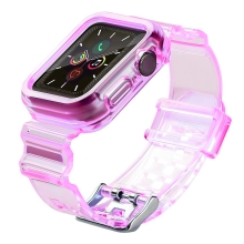 Kryt / pouzdro pro Apple Watch 4 / 5 / 6 / SE 40mm + řemínek - měnicí barvu na slunci - gumový - růžový
