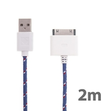 Synchronizační a nabíjecí kabel s 30pin konektorem pro Apple iPhone / iPad / iPod - tkanička - fialový - 2m