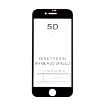 Tvrzené sklo (Tempered Glass) "5D" pro Apple iPhone 7 / 8 - 2,5D - černý rámeček - čiré - 0,3mm