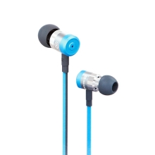Sluchátka SWISSTEN pro Apple zařízení - špunty - ovládání + mikrofon - kov / guma - modrá