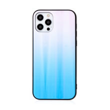 Kryt pro Apple iPhone 12 / 12 Pro - barevný přechod a lesklý efekt - gumový / skleněný - modrý / růžový