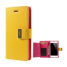Pouzdro Mercury ve stylu peněženky s magneticky uzavíracím klipem pro Apple iPhone 6 Plus / 6S Plus - žluto-růžové