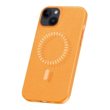 BASEUS Fauxther kryt pre Apple iPhone 15 - Podpora MagSafe - umelá koža - oranžový