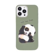 Kryt pro Apple iPhone 13 Pro - roztomilá panda - gumový - zelený