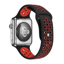 Řemínek pro Apple Watch 45mm / 44mm / 42mm - silikonový -  černý / červený - (M/L)