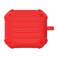 Pouzdro pro Apple AirPods 3 - odolné + karabina - plastové / silikonové - červené
