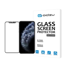 Tvrzené sklo (Tempered Glass) ODZU pro Apple iPhone 11 Pro Max - přední - černý rámeček - 2,5D - 0,3mm