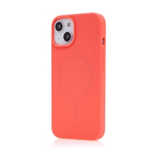 Kryt pre Apple iPhone 14 - silikónový - podpora MagSafe - marhuľovo oranžový