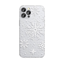 Kryt FORCELL Winter pro Apple iPhone 12 / 12 Pro - gumový - sněhové vločky