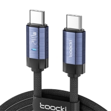 Kabel USB-C / USB-C pro Apple iPhone / iPad / MacBook - tkanička - černý - 240W - 2m - kovově modré kocovky