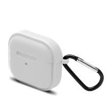 Pouzdro pro Apple AirPods 3 - odolné + karabina - silikonové - bílé