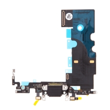Napájecí a datový konektor s flex kabelem + GSM anténa + mikrofony pro Apple iPhone 8 / SE (2020) - černý - kvalita A+