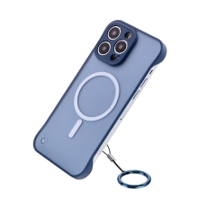 Kryt pro Apple iPhone 14 Pro + kroužek - podpora MagSafe - plastový / gumový - tmavě modrý