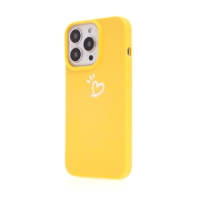 Kryt pro Apple iPhone 13 Pro Max - srdce - gumový - žlutý