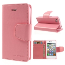Vyklápěcí pouzdro Mercury Sonata Diary pro Apple iPhone 4 / 4S se stojánkem a prostorem na osobní doklady - růžové