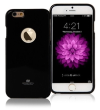 Kryt Mercury pro Apple iPhone 6 Plus / 6S Plus gumový s výřezem pro logo - jemně třpytivý - černý