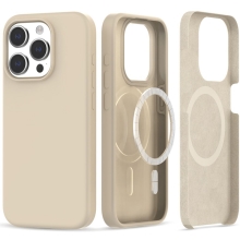 Kryt TECH PROTECT pro Apple iPhone 15 Pro - podpora MagSafe - silikonový - pískově béžový