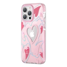 Kryt KINGXBAR Heart pro Apple iPhone 14 Pro Max - plastový / gumový - srdce - růžový