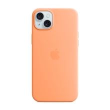Originální kryt pro Apple iPhone 15 Plus - MagSafe - silikonový - sorbetově oranžový
