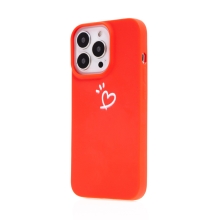 Kryt pro Apple iPhone 13 Pro - srdce - gumový - červený